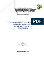 clima laboral y desempeño docente desde una perspectiva gerencial estrategica.