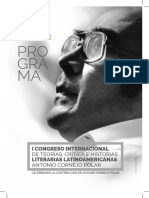 Programa. I Congreso Internacional de Teorías, Crítica e Historia Literarias Latinoamericanas. Antonio Cornejo Polar. 2016