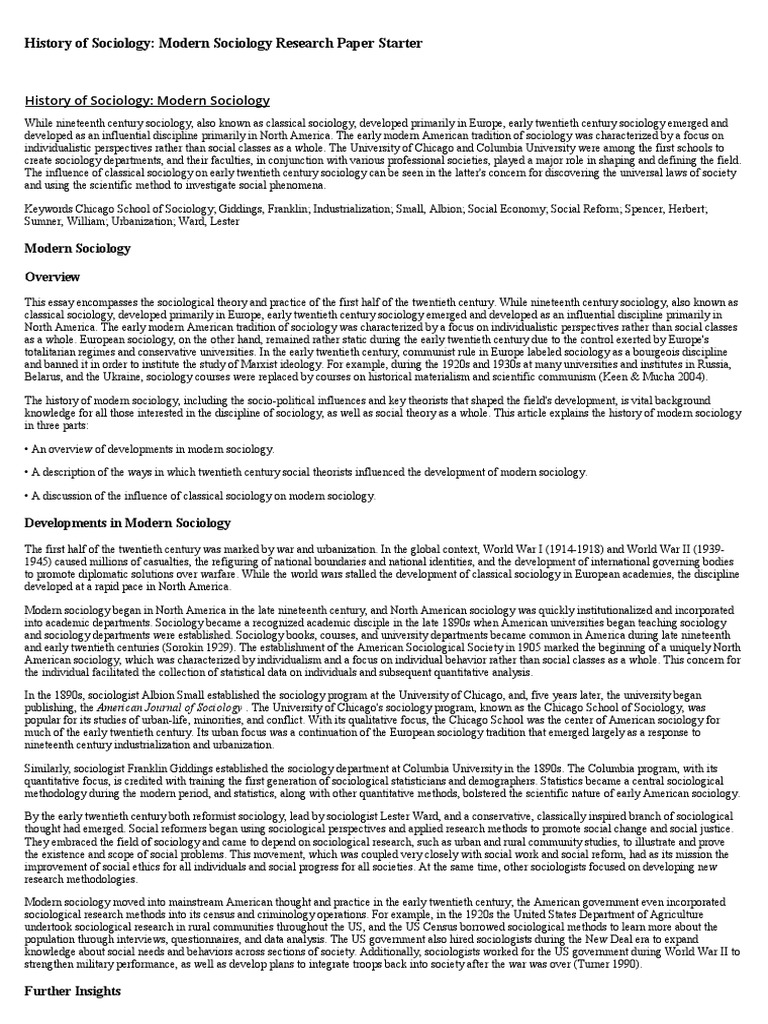 Sociology Research Essay - Sociology Paper Online | The Uni Tutor