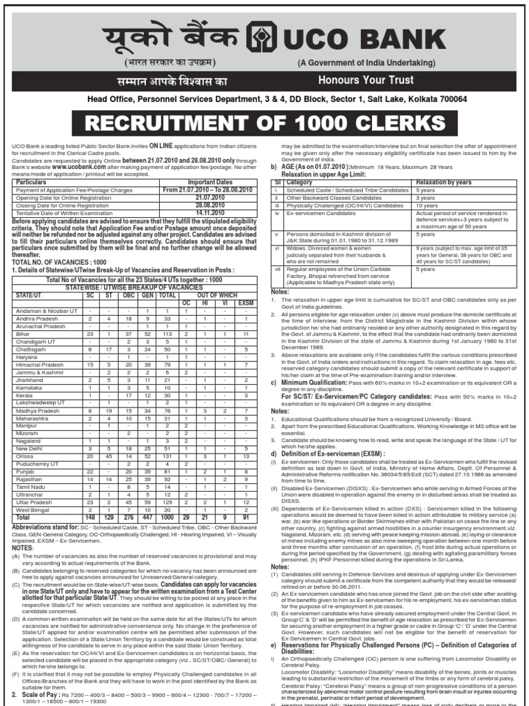 Job Opportunities - UCO Bank, Global Indian Bank for 