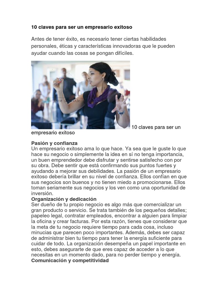 10 Claves para Ser Empresario Exitoso | PDF | Iniciativa empresarial ...