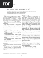 CBR (California Bearing Ratio) of Soils in Place: Standard Test Method For