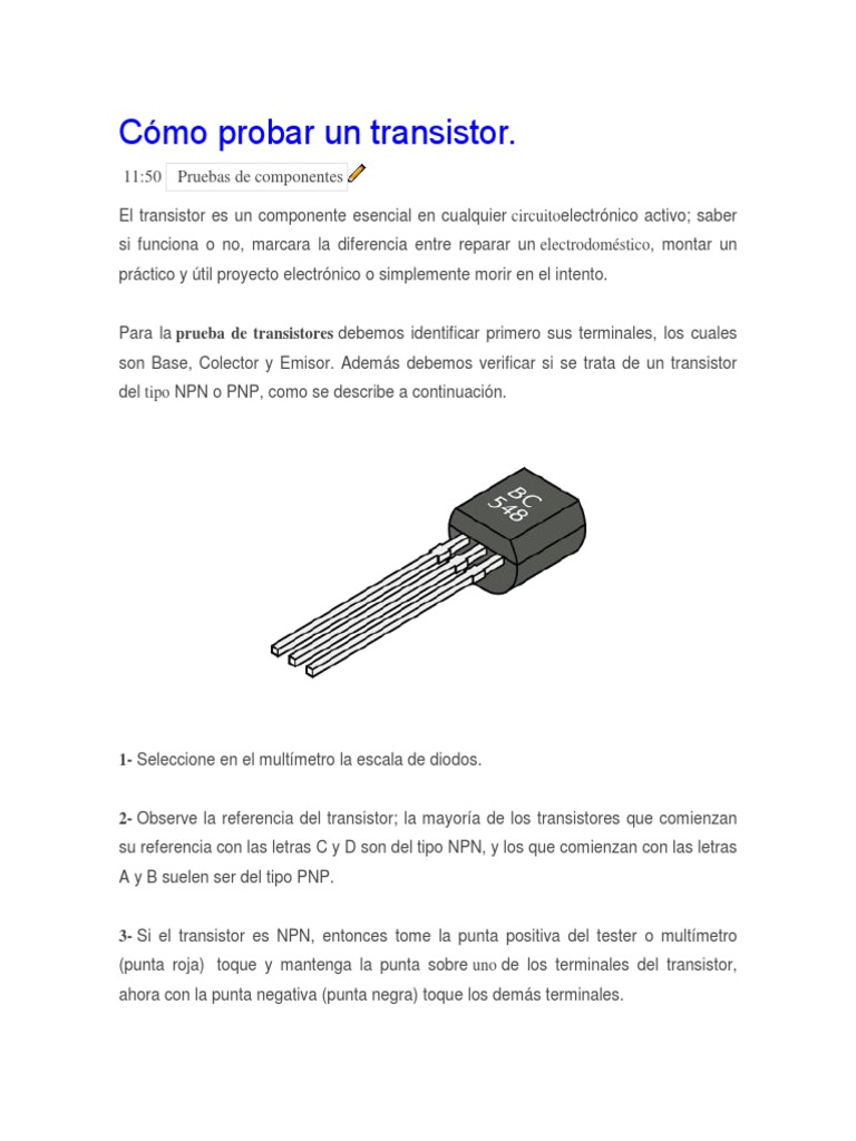 Cómo Probar Un Transistor | PDF | Métodos y materiales de enseñanza ...