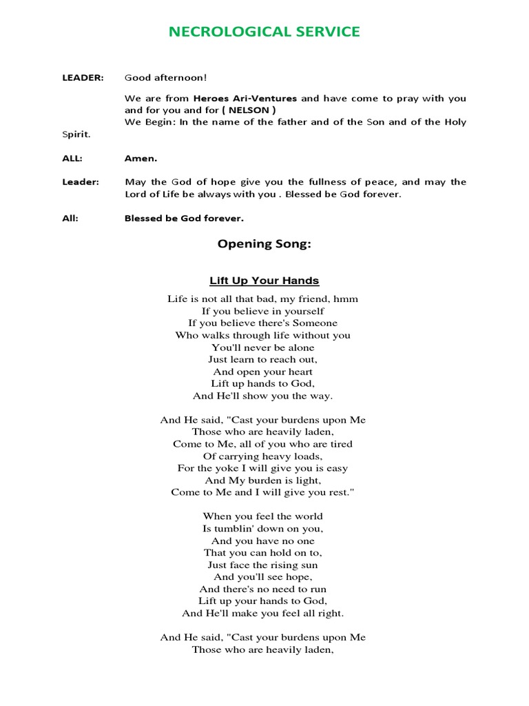 Necrological Service Program | PDF | Lord's Prayer | Theology