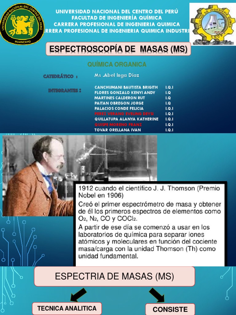 Espectroscopia de Masas | PDF | Moléculas | Espectrometría de masas