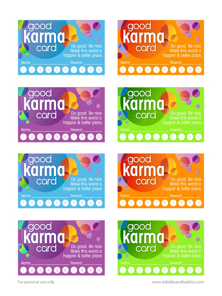 Karma Cards Printable | PDF