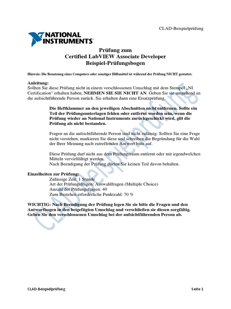 CLAD Sample Exam de | PDF
