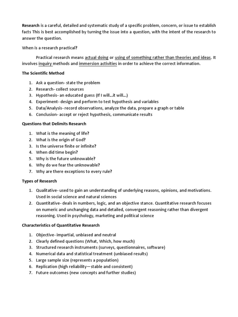 sections of a quantitative research paper