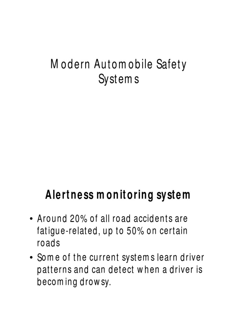 Modern Automobile Safety Systems PDF Wheeled Vehicles Private