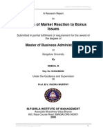 Analysis of Market Reaction to Bonus Issues-Sneha D-04107
