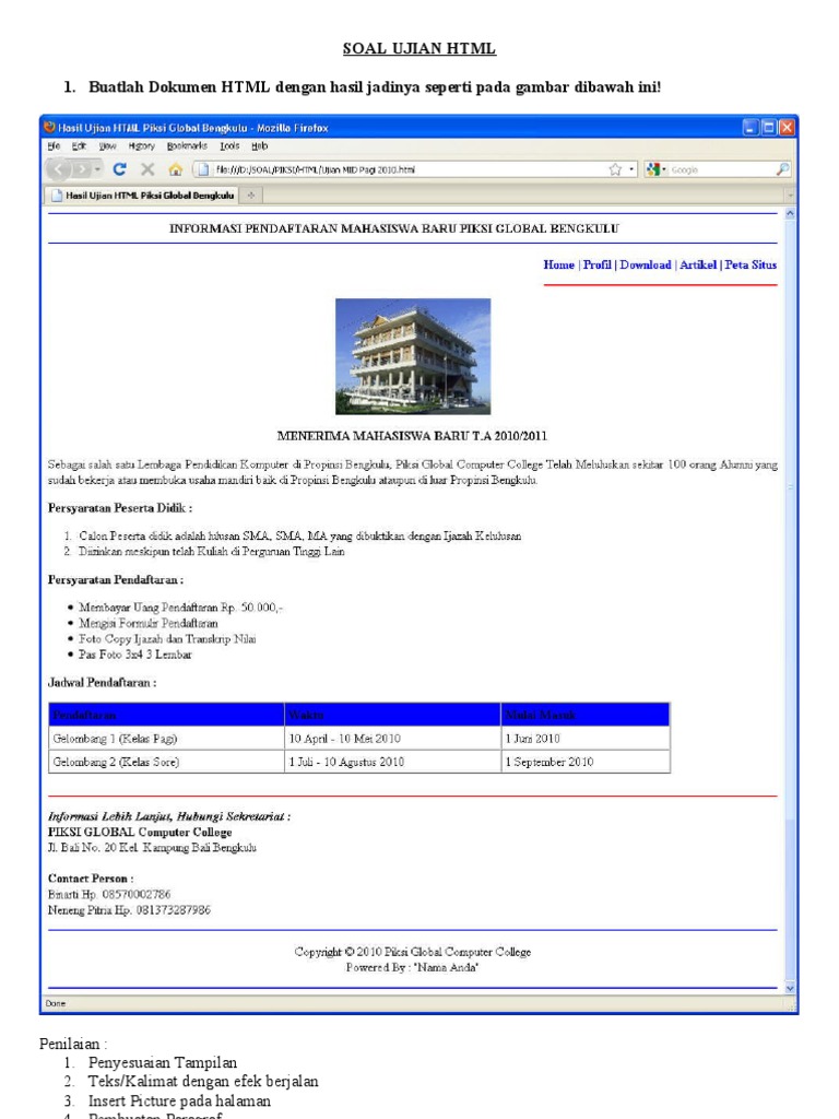 Soal Ujian HTML | PDF