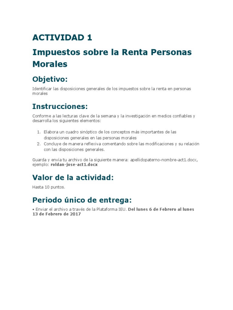 Impuestos sobre la Renta en Personas Morales | PDF | Impuestos | Economias