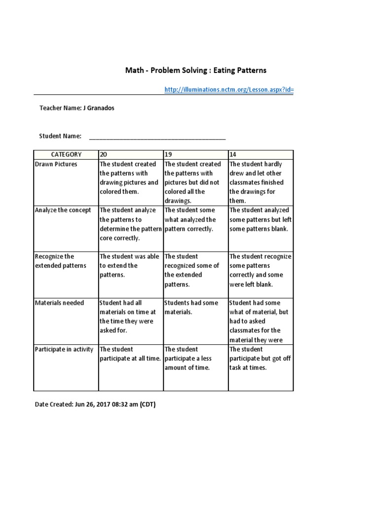 Math Lesson: Analyzing Patterns | PDF