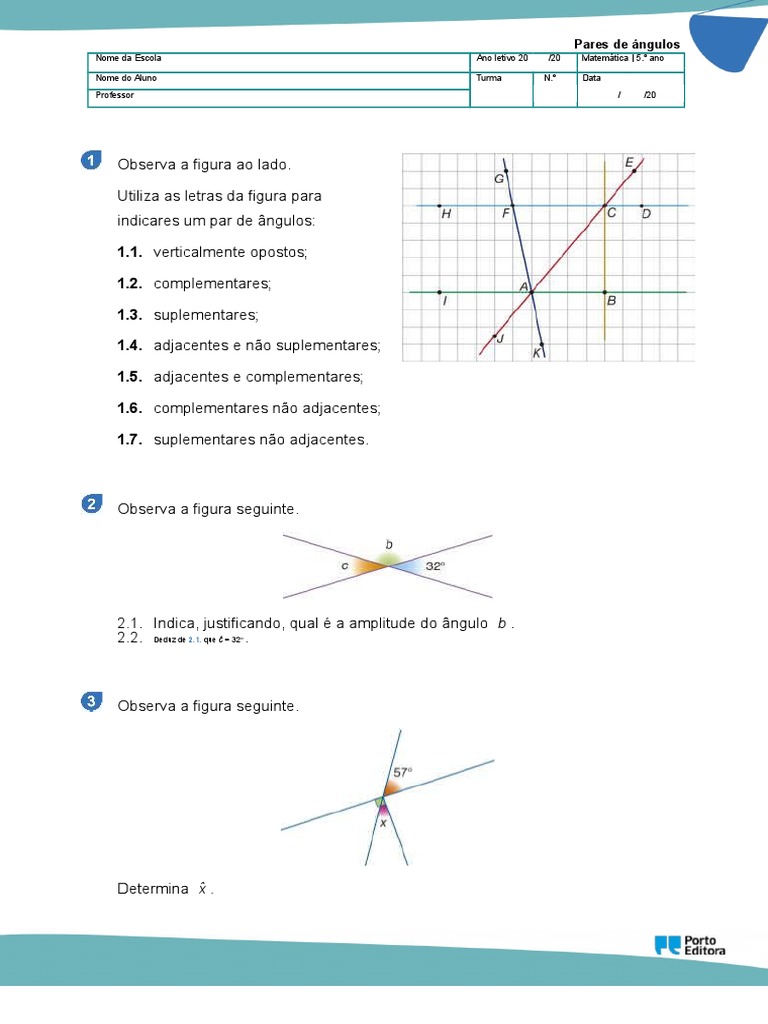 ângulos Determinados Por Uma Secante Em Duas Retas