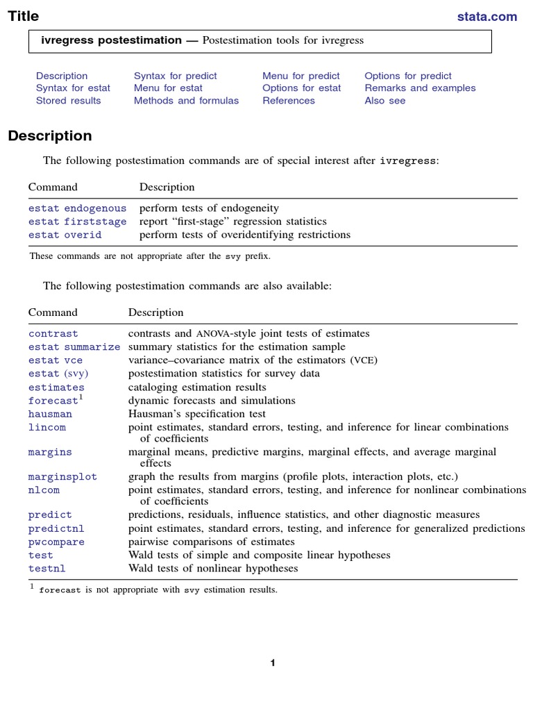 Testing Endogeneity in Stata | PDF | Instrumental Variable | Ordinary ...