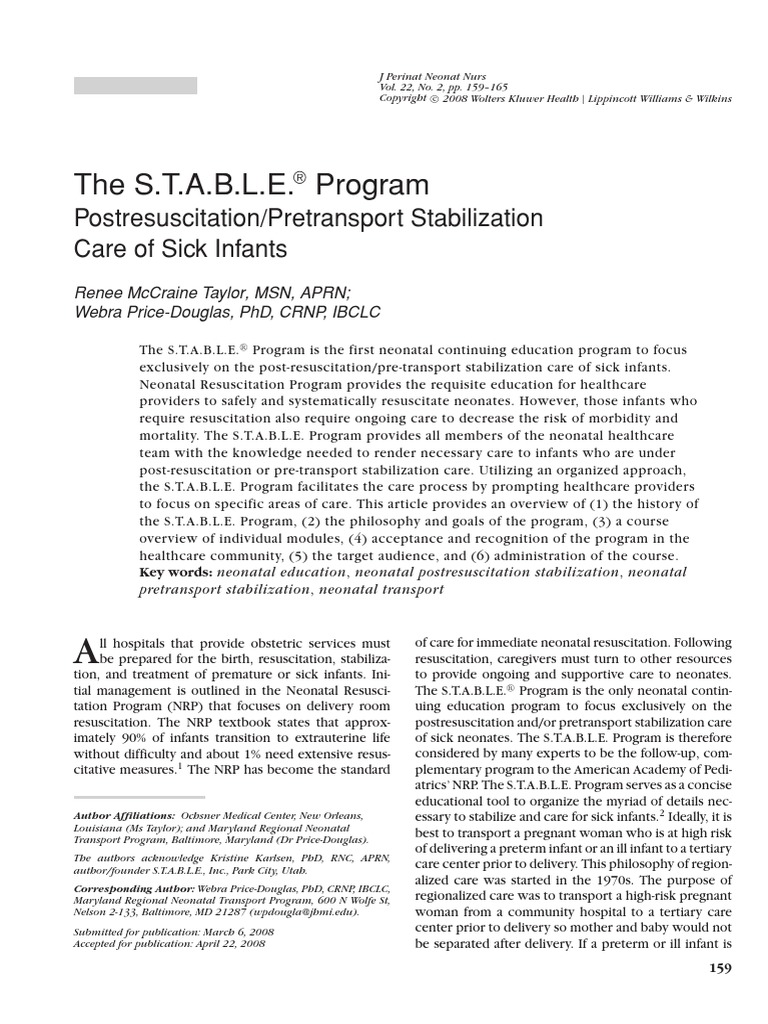 Taylor_2008_The_STABLER_Program_Postresuscitation_Pretransport_Stabilization_Care_of_Sick_Infants.pdf  | Preterm Birth | Infants