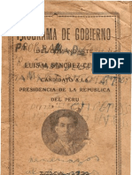 Programa de gobierno del comandante Luis M. Sánchez Cerro, candidato a la presidencia de la República del Perú (1931)