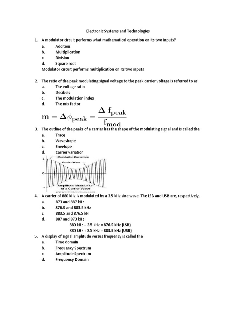Electronic Systems Modulation Techniques | PDF | Modulation | Frequency ...