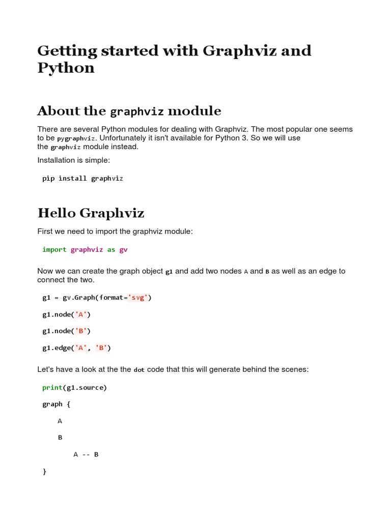 Getting Started With Graphviz and Python | PDF | Vertex (Graph Theory ...