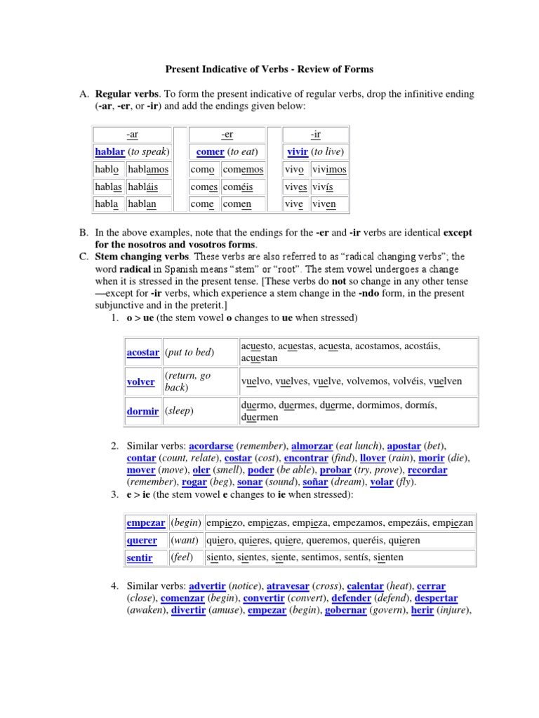 Spanish Verb Tenses Grammatical Tense Semantic Units