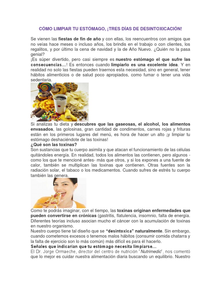 Cómo Limpiar Tu Estómago PDF ensalada Alimentos