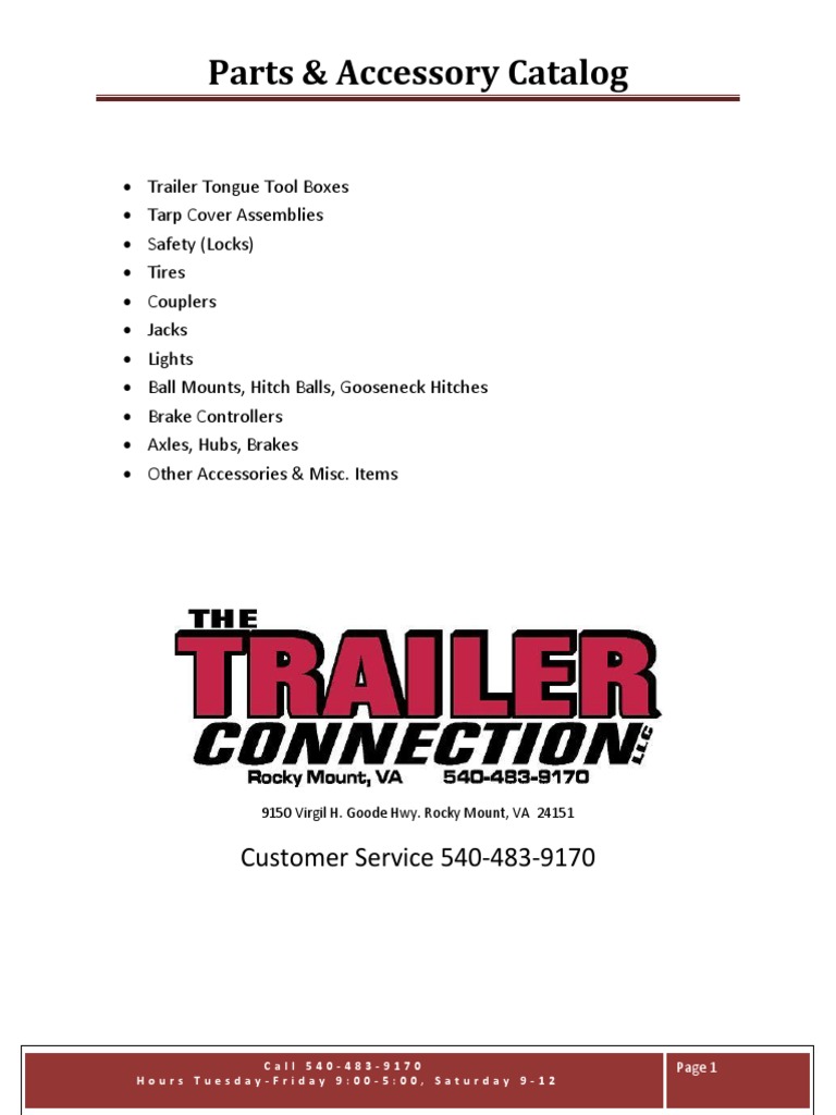 Trailer Parts & Accessories Catalog | PDF | Trailer (Vehicle) | Vehicle ...