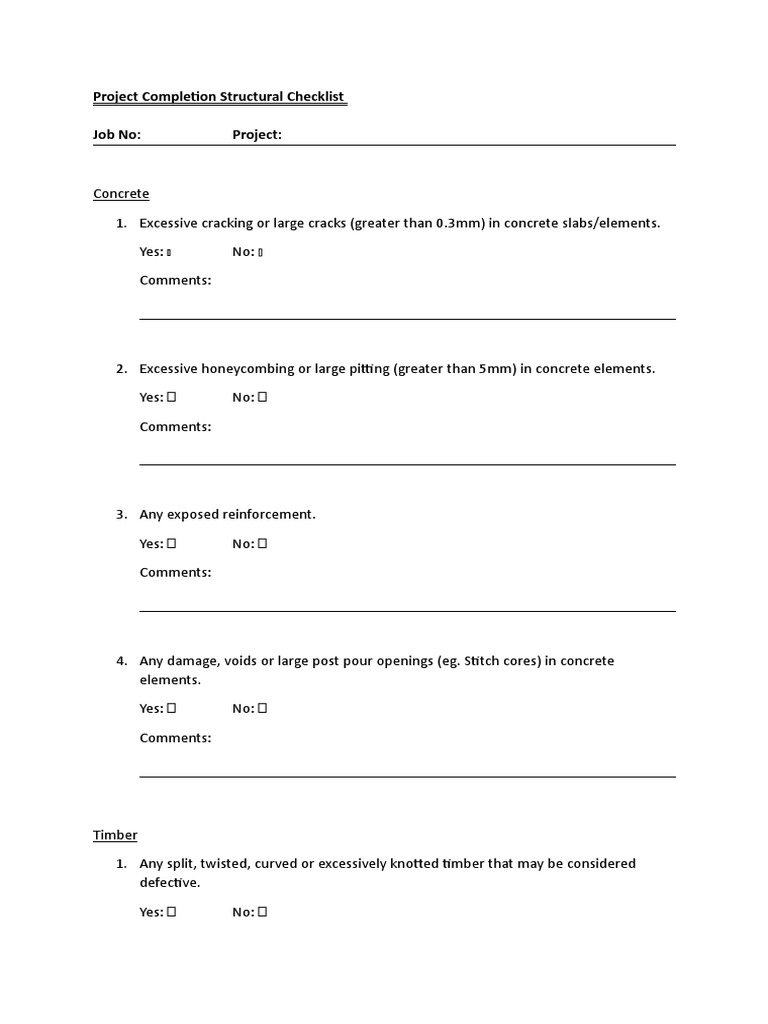 Project Completion Structural Checklist | PDF