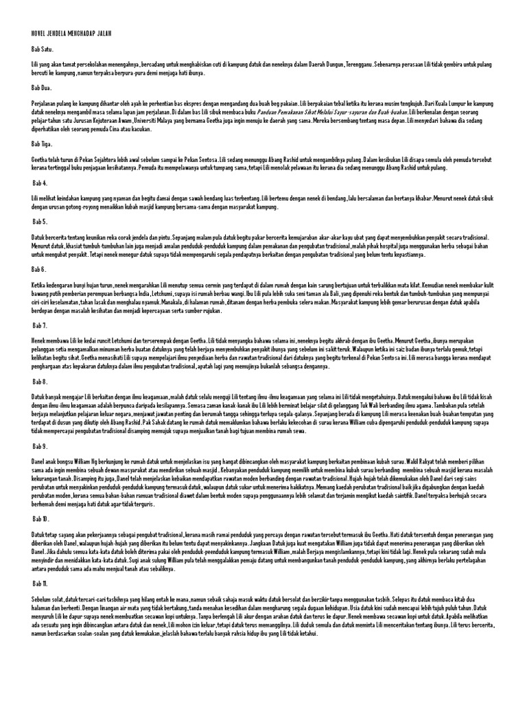 Sinopsis Novel Jendela Menghadap Jalan Novel F4