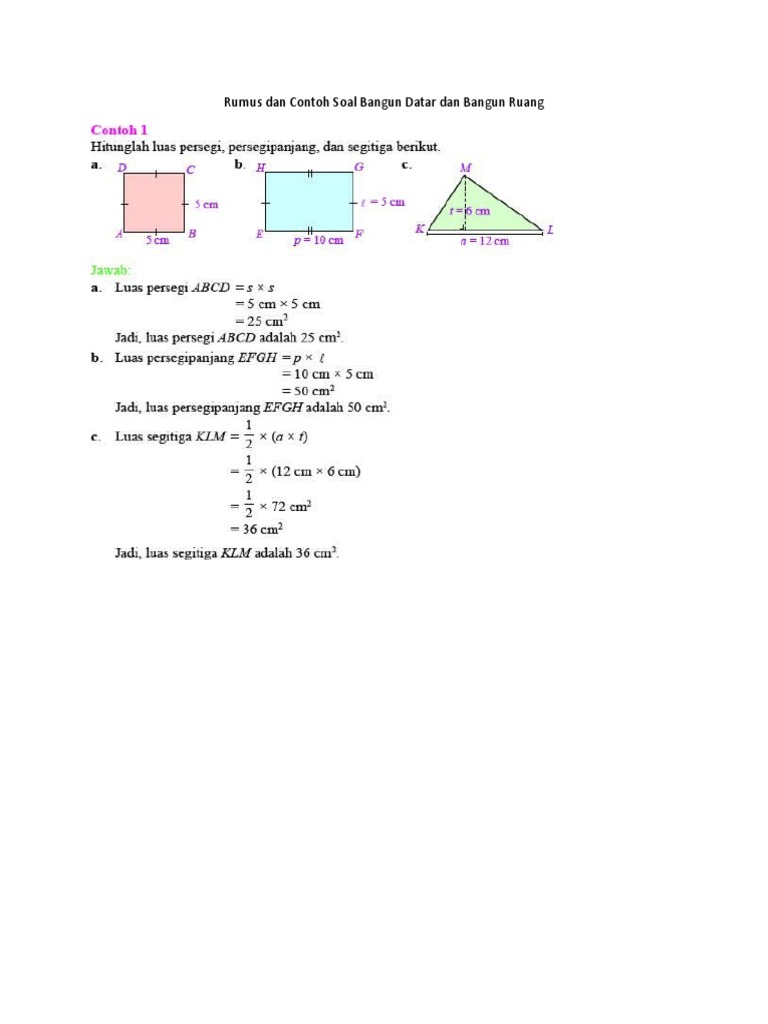 Contoh Soal Materi Luas Bangun Datar Pdf