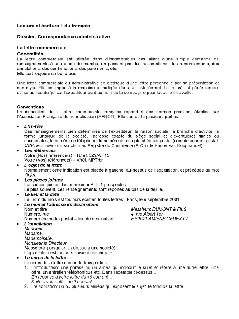 Dossier Correspondance Administrative Recherche D Emploi Lecture Processus