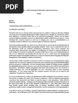 Warning Letter for Poor Work Performance in the Company