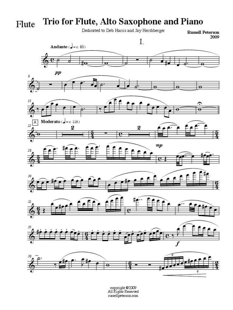 Russell Peterson, Trio for Fl, Sax, Pno Flute Part Alphabet grec
