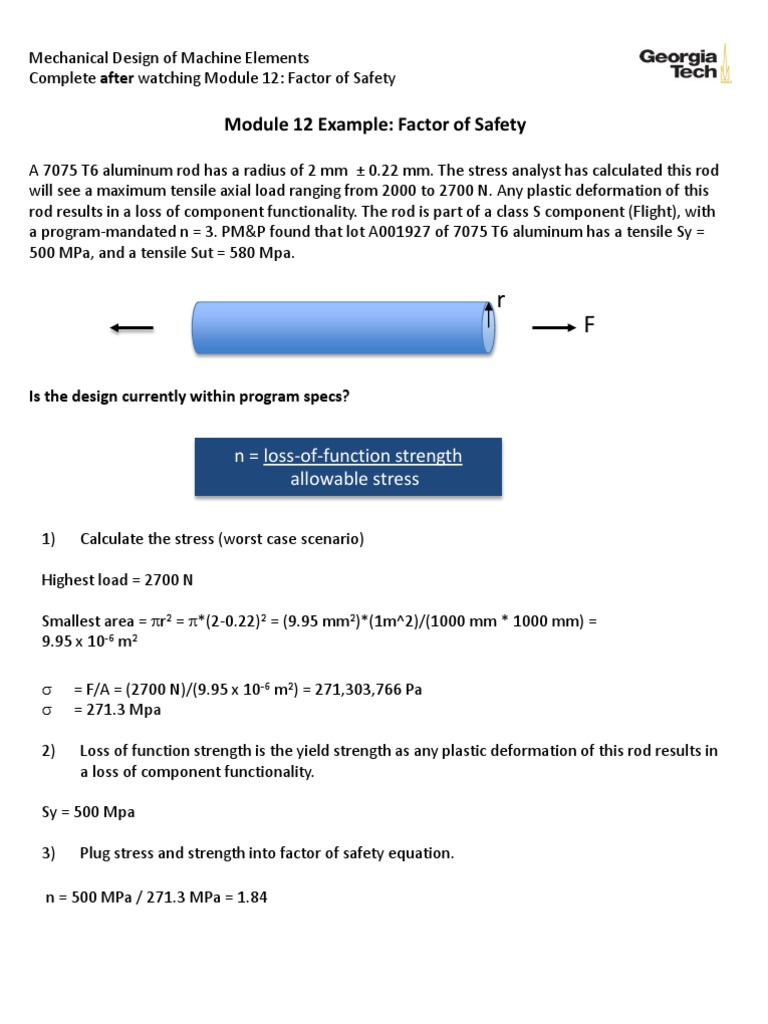 Module 13 Solution Factor of Safety PDF | PDF | Teaching Methods ...