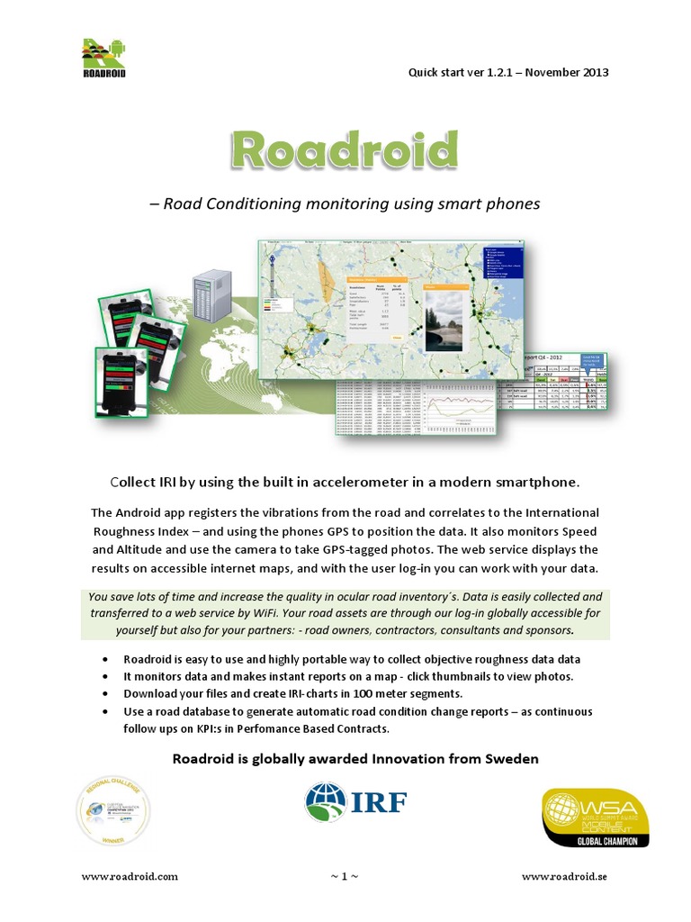 Roadroid: Smart Road Condition Monitoring | PDF | Smartphone ...