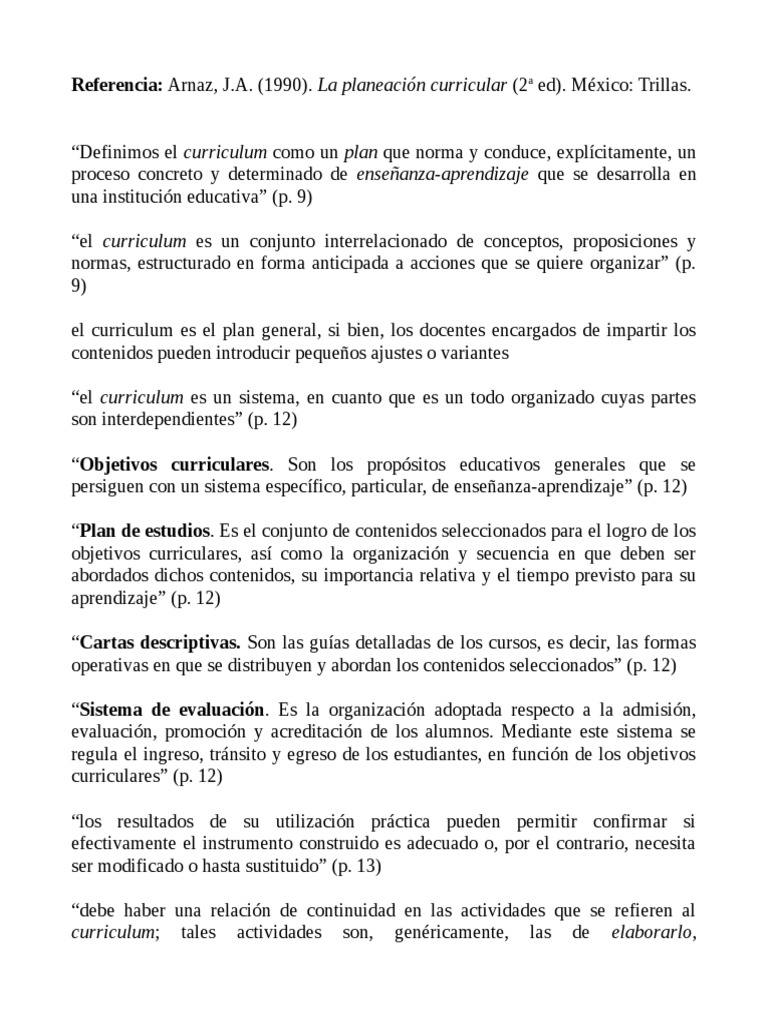 Definición y Estructura del Curriculum | PDF | Plan de estudios ...