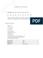 STATLIT WORKSHEET Measure of Central Tendency and Variability