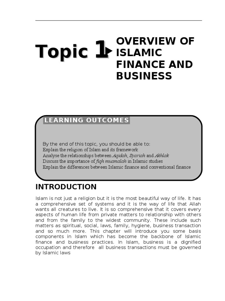 Overview of Islamic Finance Principles | PDF | Islamic Banking And ...