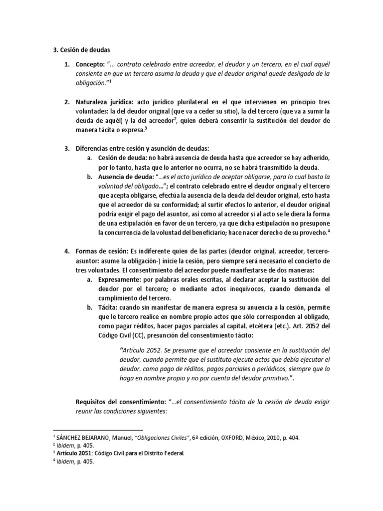 Cesión de deudas en méxico