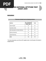 Symbiosis National Aptitude Test (SNAP) 2005: Instructions