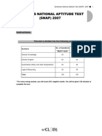 Symbiosis National Aptitude Test (SNAP) 2007: Instructions