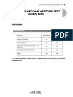 Symbiosis National Aptitude Test (SNAP) 2010: Instructions