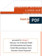 Theories of Second Language Acquisition: Input Hypothesis (Krashen)