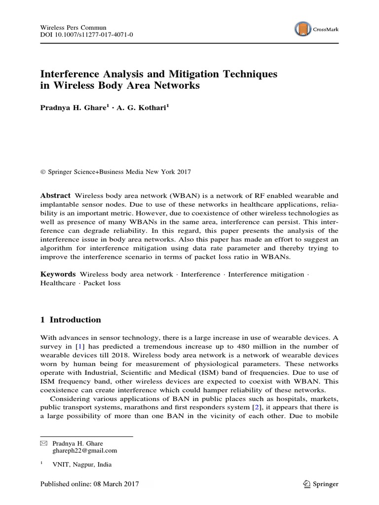 Interference Mitigation in WBANs | PDF | Electromagnetic Interference ...