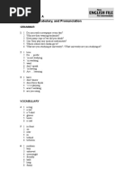 1 Answer Key A Grammar, Vocabulary, and Pronunciation