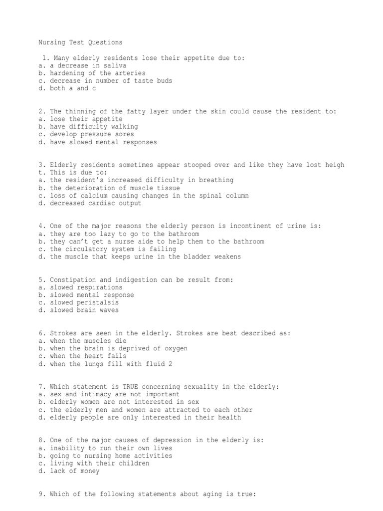 Nursing Test Questions  PDF  Nursing Home Care  Heart