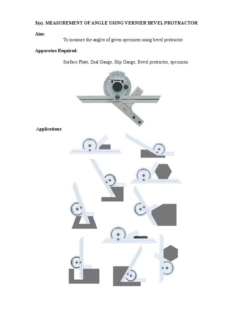 To Measure The Angles of Given Specimen Using Bevel Protractor | PDF ...