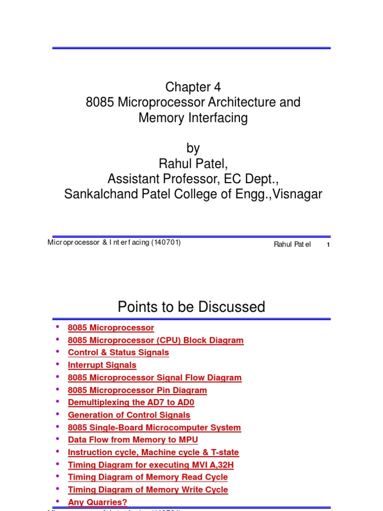 An In-Depth Look at the 8085 Microprocessor Architecture, Memory ...