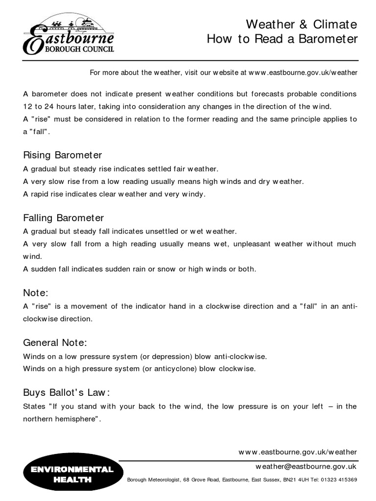 How To Read A Barometer: Weather & Climate | PDF | Weather | Weather ...