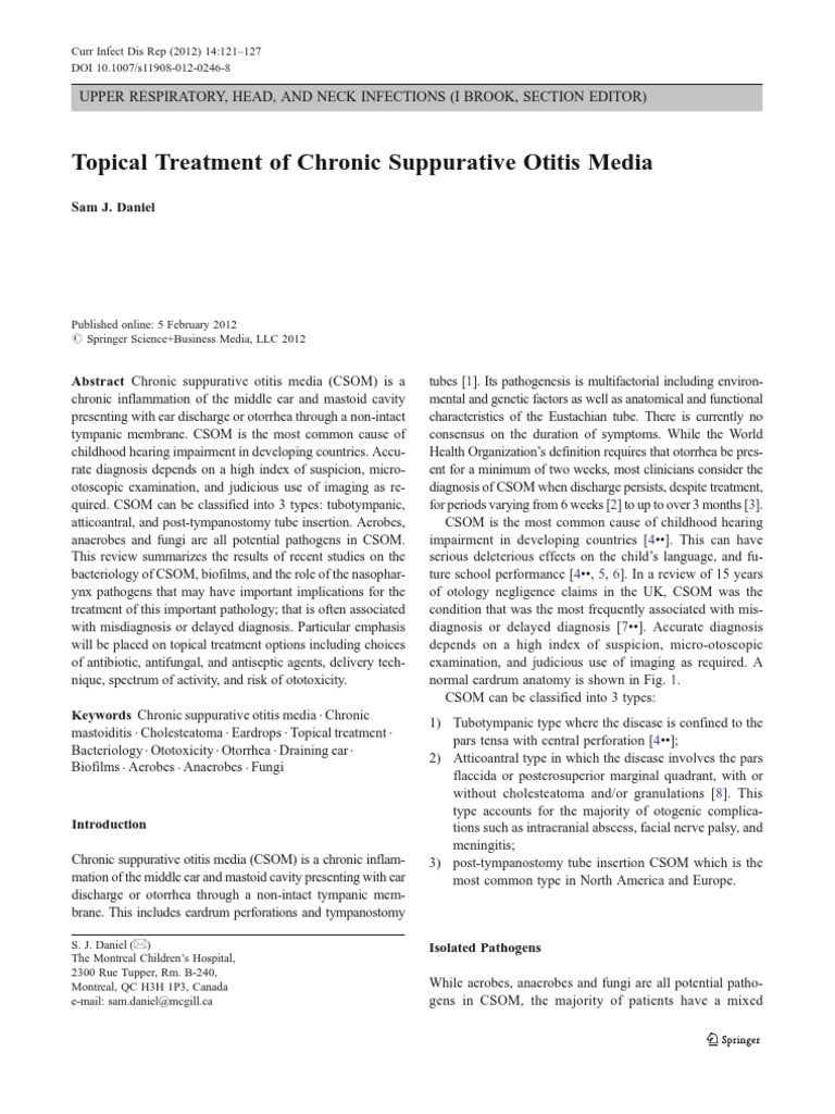 1.Topical Treatment of Chronic Suppurative Otitis Media Antibiotics