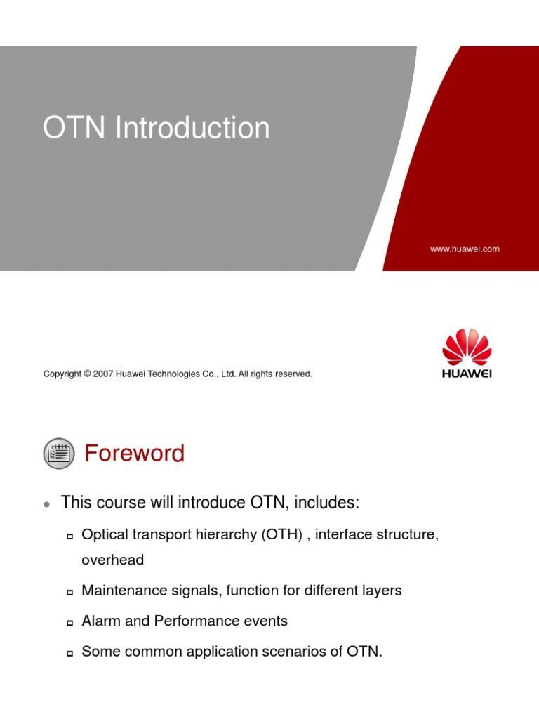 OTC000005 OTN Introduction ISSUE1.00 | PDF | Wavelength Division ...